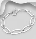 925 Sterling Silver 9mm Solid Oval Links Bracelet with Toggle Clasp