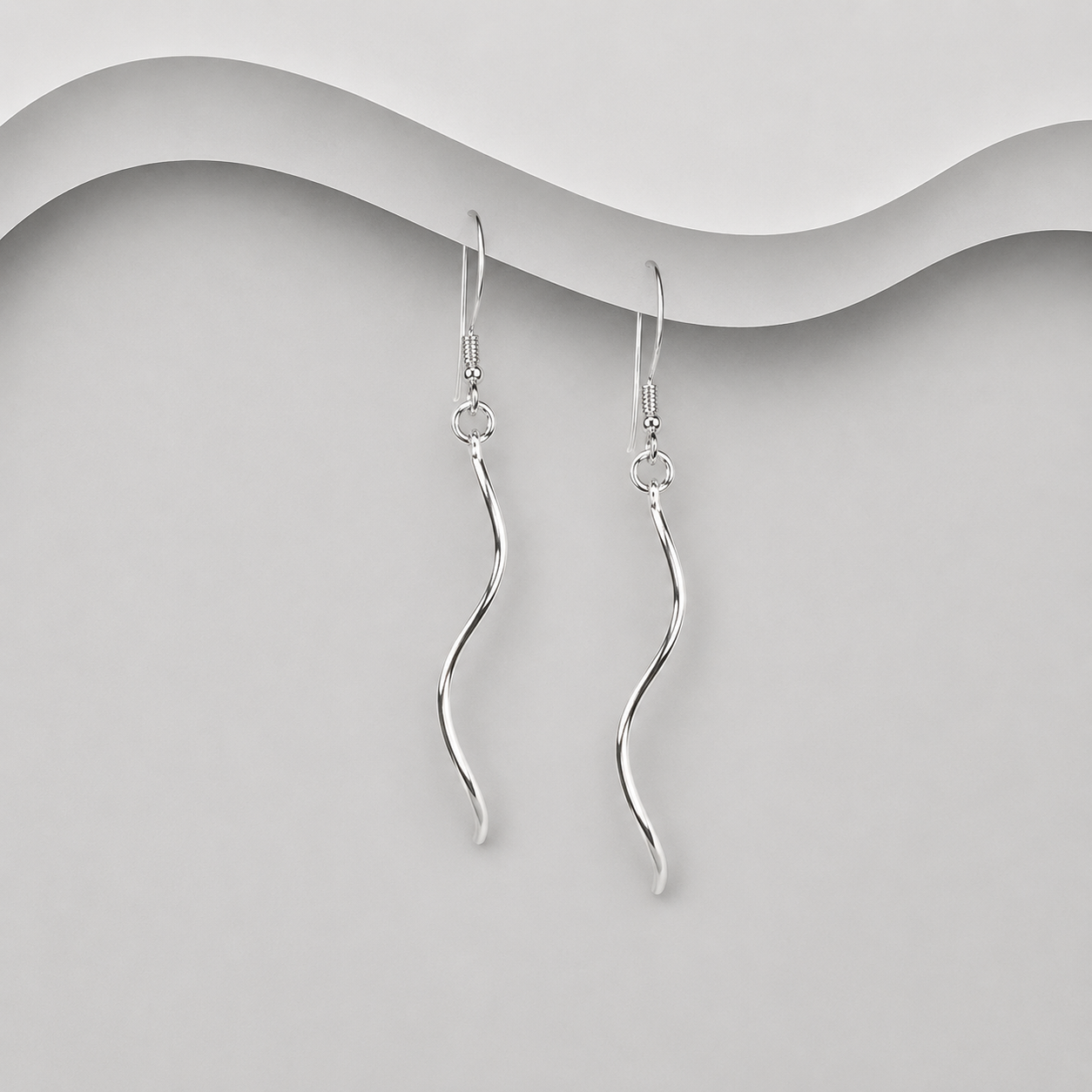 925 Sterling Silver Single Twisted Strand Drop Earrings