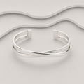 Crossover Artisan Sterling Silver Bangle — Solid Handcrafted Exclusive