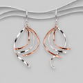Designer Inspired 925 Sterling Silver & Rose Gold-Tone Spiral Drop Earrings