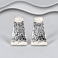 925 Sterling Silver Hammered Finish Geometric Stud Earrings