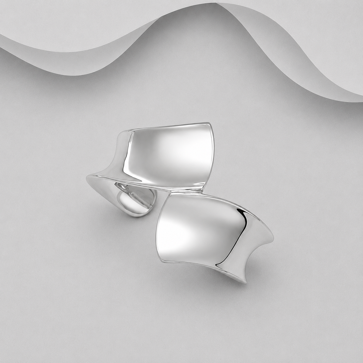 925 Sterling Silver Solid Cross Over Cuff Bangle. An Exclusive Design, Hand Crafted