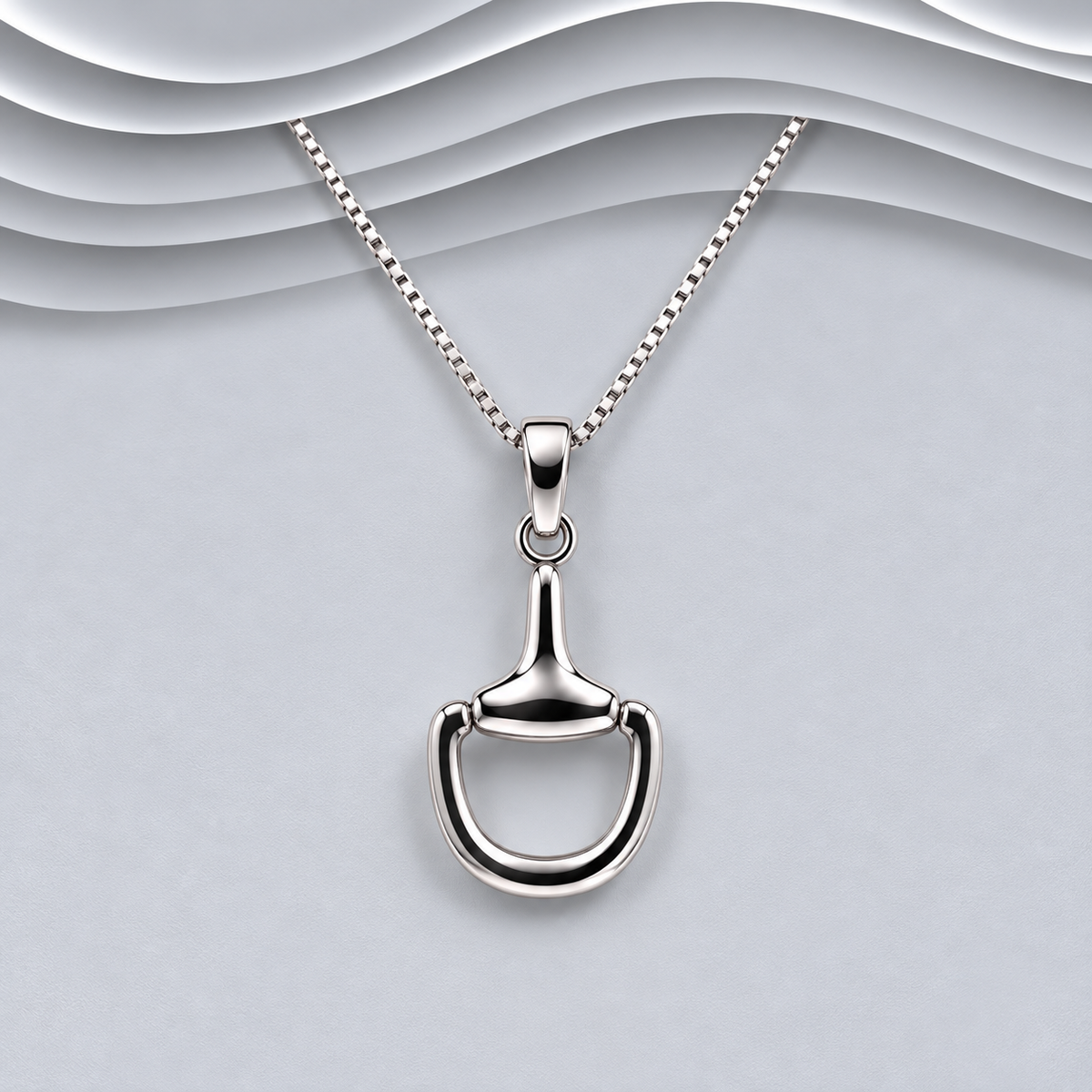 Sterling Silver Horse Bit Pendant Necklace
