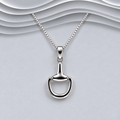 Solid 925 sterling silver horse bit pendant necklace on box chain