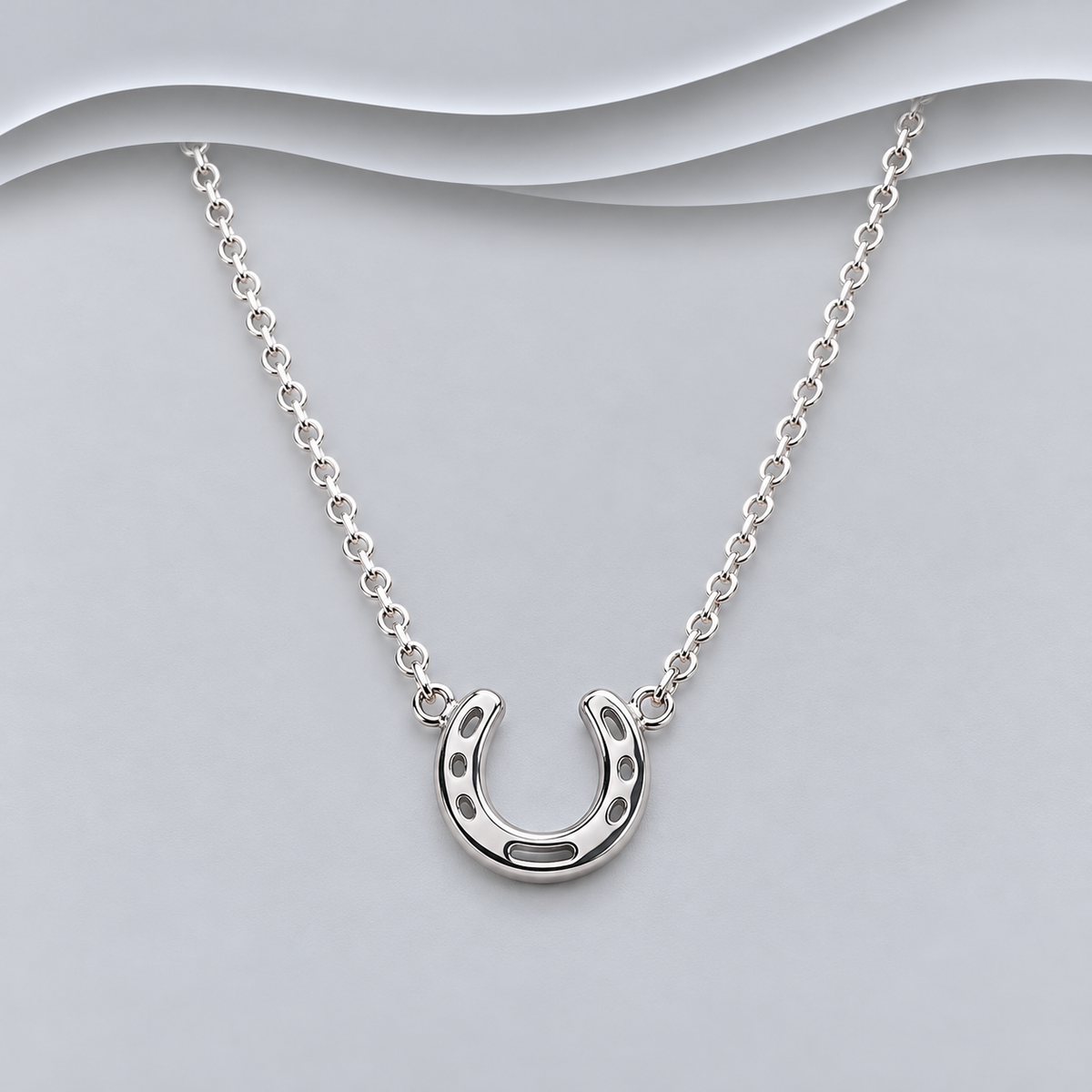 Solid 925 Sterling Silver Horseshoe Necklace