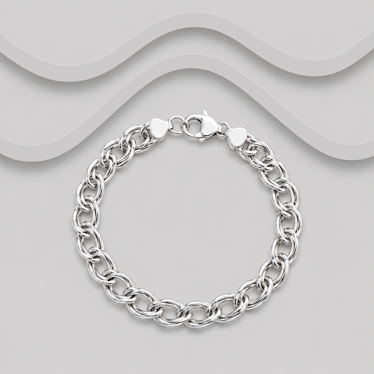925 Sterling Silver Double Oval Link Bracelet