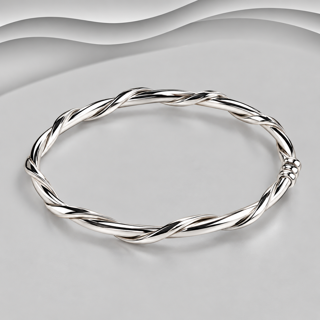 Distinctive, Beautifully Hand Crafted And Made From Solid 925 Sterling Silver — A classic Bangle With A Stylish Twist.
