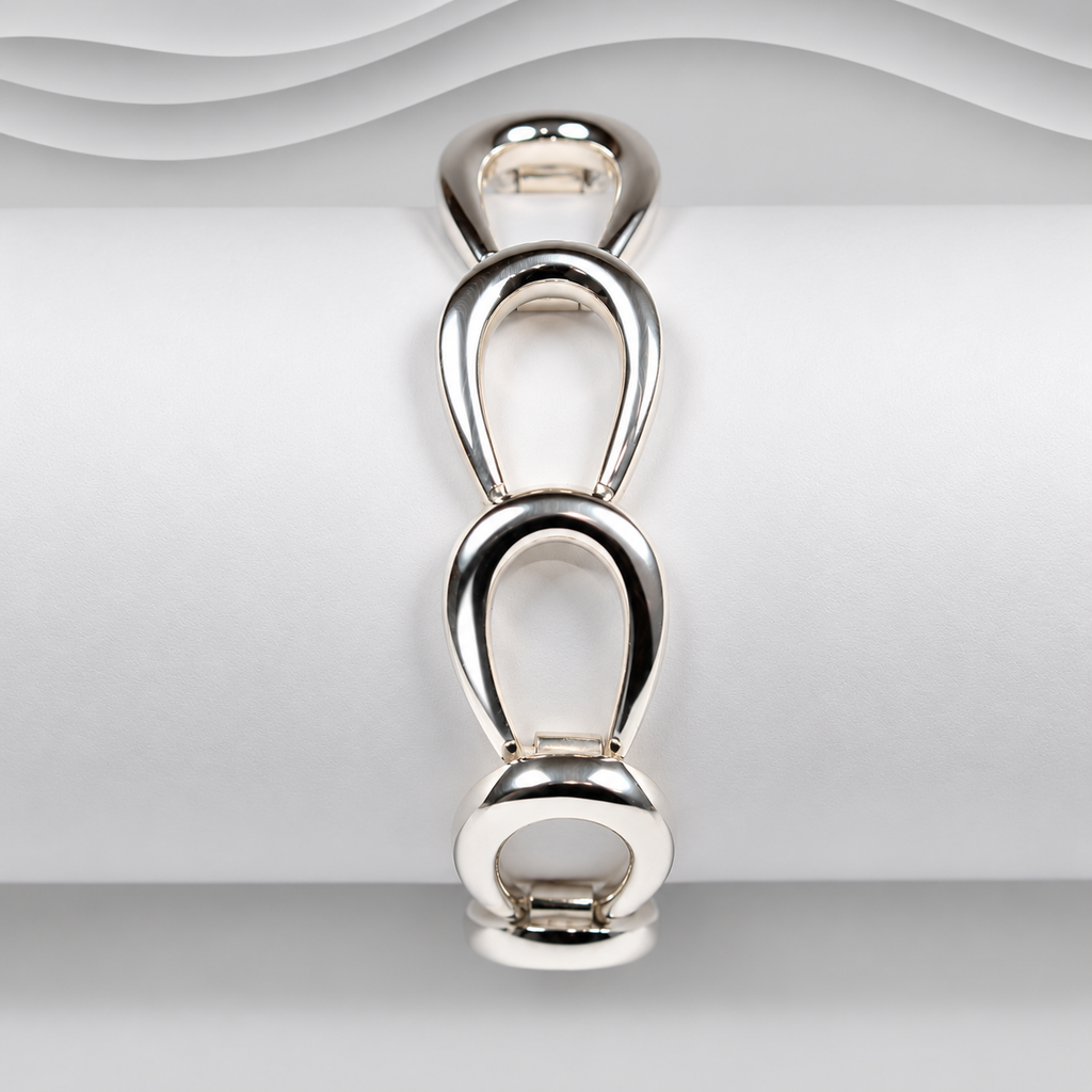 Exclusive Gucci Equestrian Style Link 925 Sterling Silver Bracelet