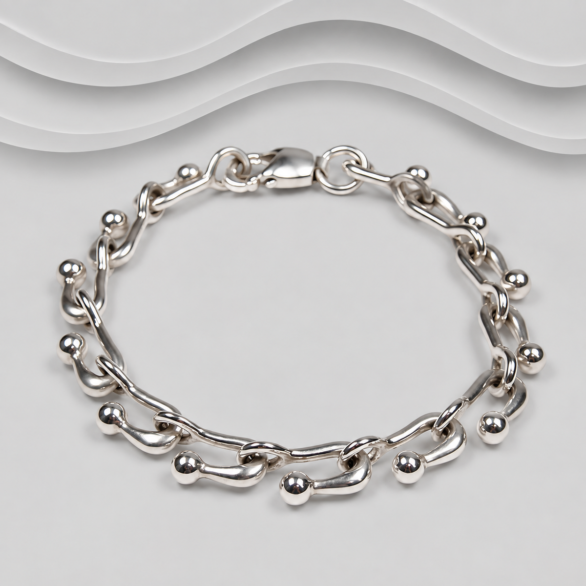 Solid 925 Sterling Silver Designer Inspired Unisex Bracelet