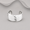 925 Sterling Silver Handcrafted Solid Ridged Cuff Bangle - 89gm