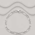 925 Sterling Silver Solid Oblong & Round Links Bracelet | 7.5" | Handcrafted Exclusive Design