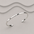 Solid 925 Sterling Silver Textured Finish Cuff Bangle - Unisex