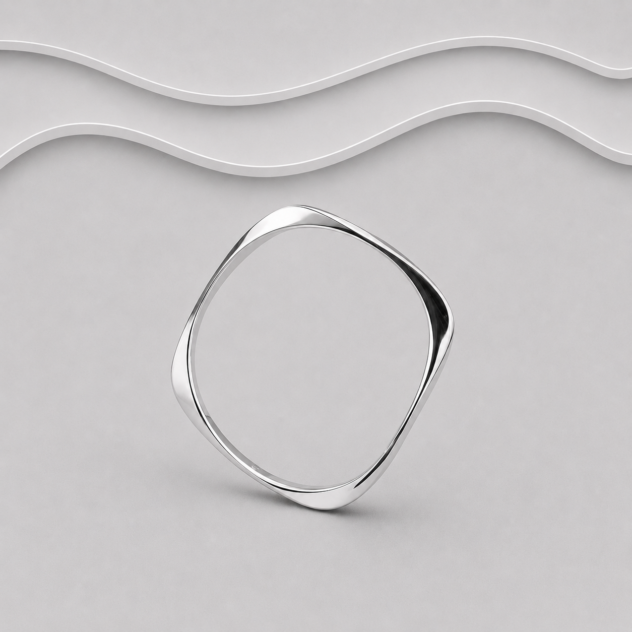 Solid 925 Sterling Silver Square Edge Bangle – Smooth Rounded Finish