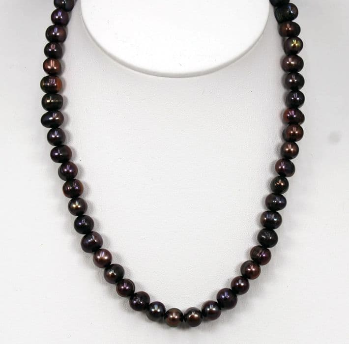 68mm Single Strand of Baroque Cultured Freshwater Black Oval Pearls  18" Statement Elegance