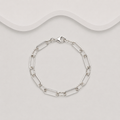 925 Sterling Silver Handcrafted Oblong Links Bracelet – Polished & Hammered