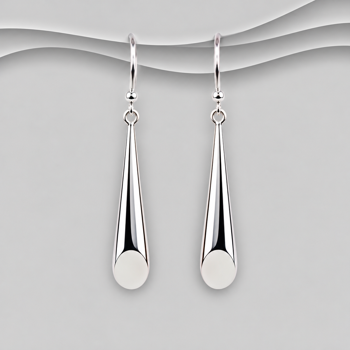 925 Sterling Silver Long Teardrop Drop Earrings – High Polished Finish