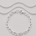 925 Solid Sterling Silver Marquess Shape Links Bracelet | Flat Edge | 4mm | 7 Inch