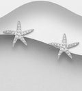 925 Sterling Silver Starfish Stud Earrings with CZ