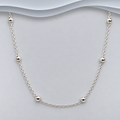 925 Sterling Silver Ball Station Necklace, 16 Inch