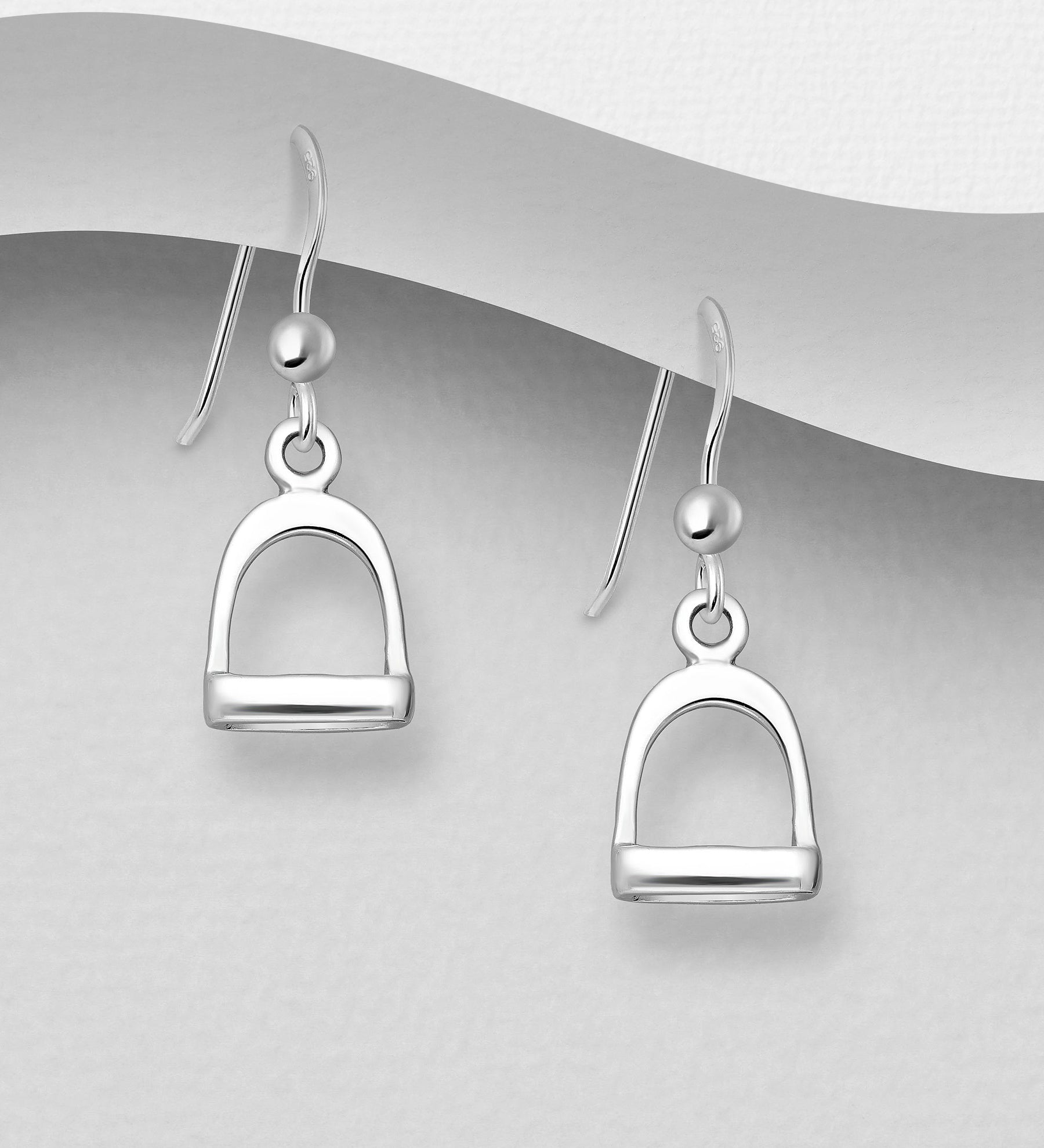 925 Sterling Silver Handcrafted Stirrup Hook Drop Earrings