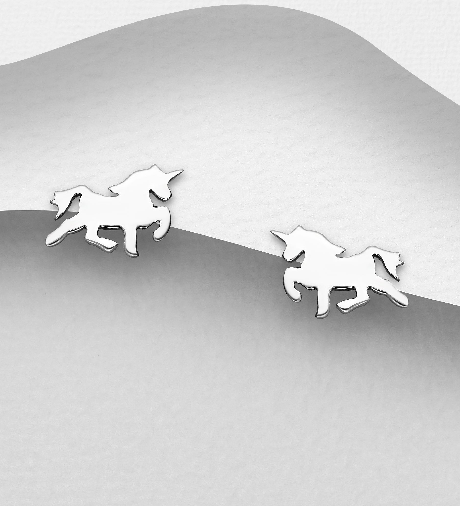 925 Sterling Silver Unicorn Stud Earrings