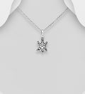 Solid 925 Sterling Silver Oxidized Small Turtle Pendant & Chain