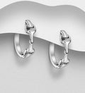 925 Sterling Silver Oxidised Horse Snaffle Bit Hoop Earrings