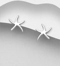 Simple 925 Sterling Silver Polished Starfish Stud Earrings