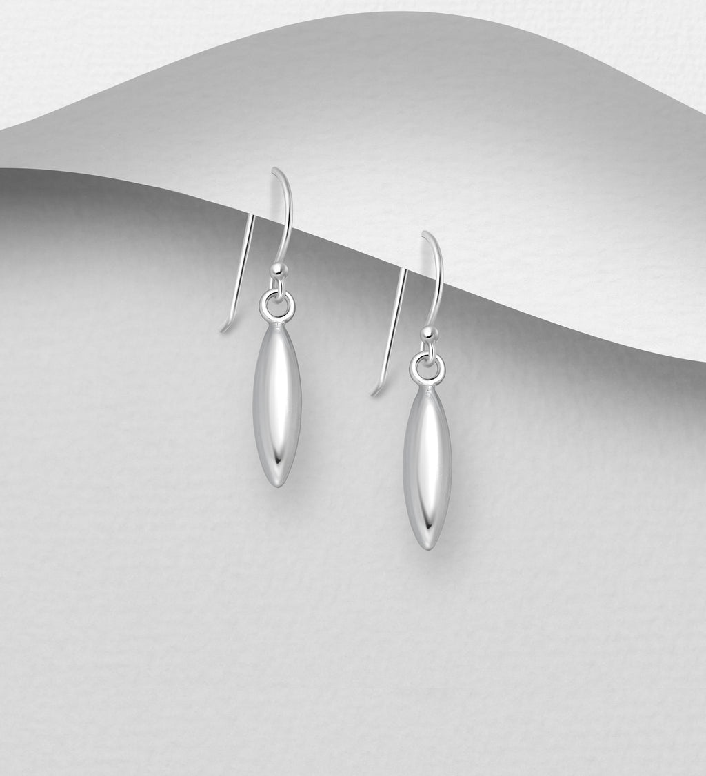 925 Sterling Silver Bomb Style Hook/Drop Earrings