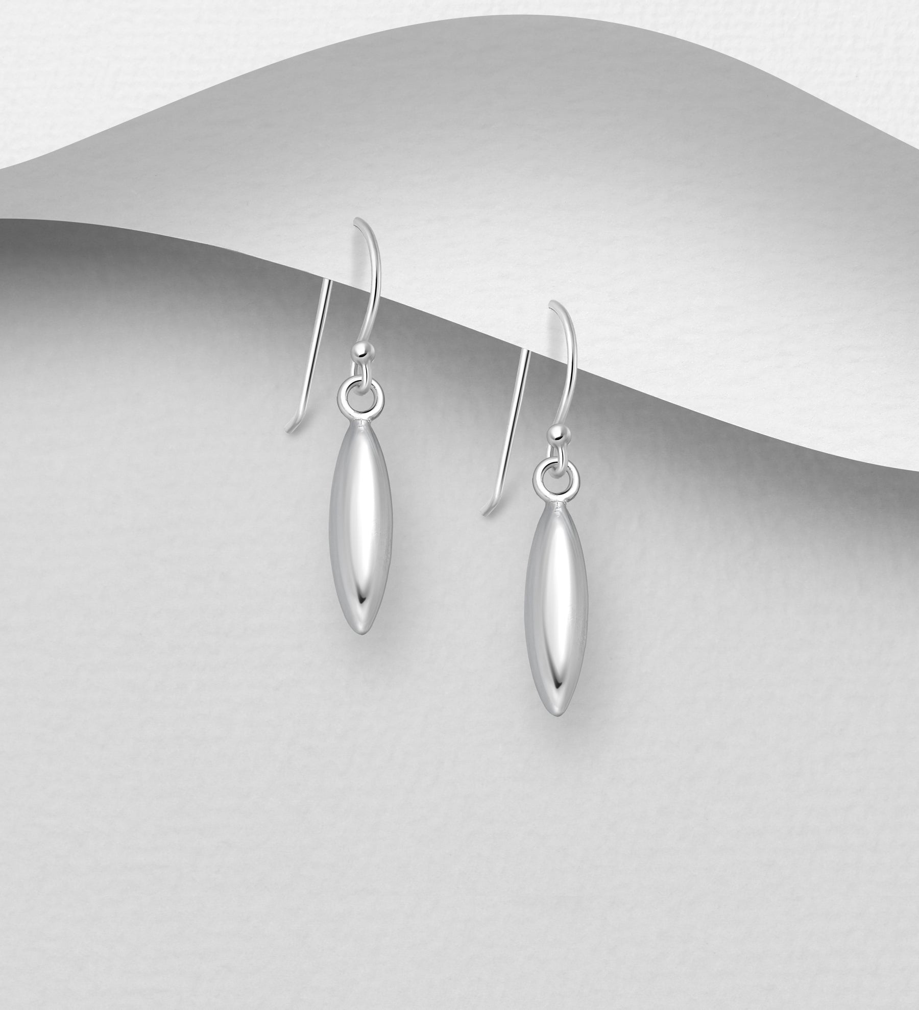 925 Sterling Silver Bomb Style Hook/Drop Earrings