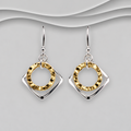 925 Sterling Silver Two-Tone Diamond & Circle Drop Earrings - Exclusive