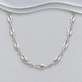 925 Sterling Silver Twisted Link Necklace – Hand Crafted Open Marquise Chain