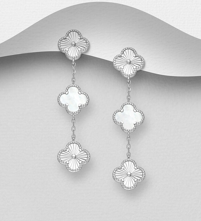 925 Sterling Silver Van cleef Inspired Drop Earrings - Exclusive