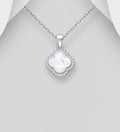 Van Cleef Inspired 925 Sterling Silver Clover Pendant & Chain with Mother of Pearl Shell