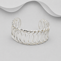 925 Solid Sterling Silver Handmade Woven Cuff Bangle — One of a Kind Exclusive | Ref: Infin18