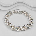 Heavy Hand Made 925 Sterling Silver Rope Style Bracelet with T-Bar Clasp