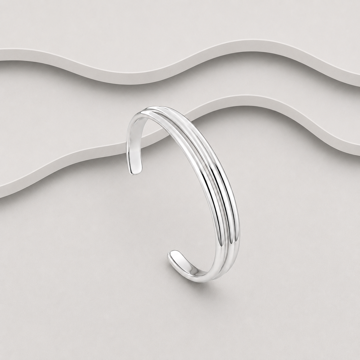 Triple Strand 925 Sterling Silver Cuff Bangle — Handcrafted Exclusive