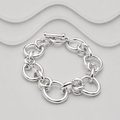 925 Sterling Silver Chunky Open Link Bracelet with T-Bar Clasp Exclusive Hand Crafted