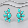 925 Sterling Silver Turquoise Floral Cluster Stud Earrings