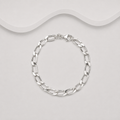 925 Sterling Silver Oblong Flat Chamfered Links Bracelet