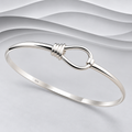 925 Solid Sterling Silver Hand Crafted Designer Opening Bangle with a Wrapped Element