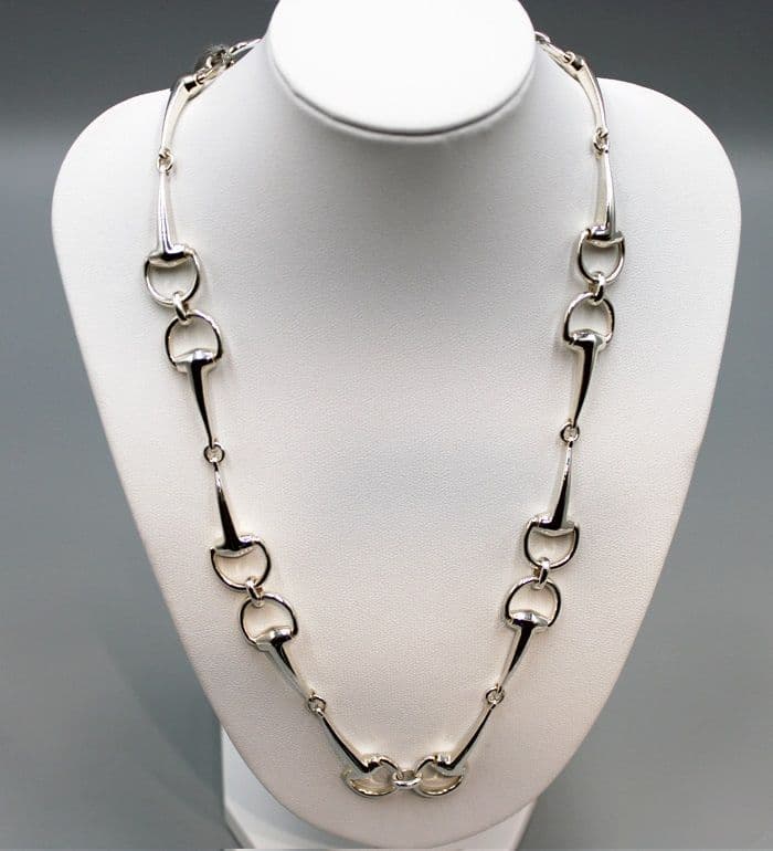 925 Hand Crafted Sterling Silver Hand Crafted Horse Bite Necklace