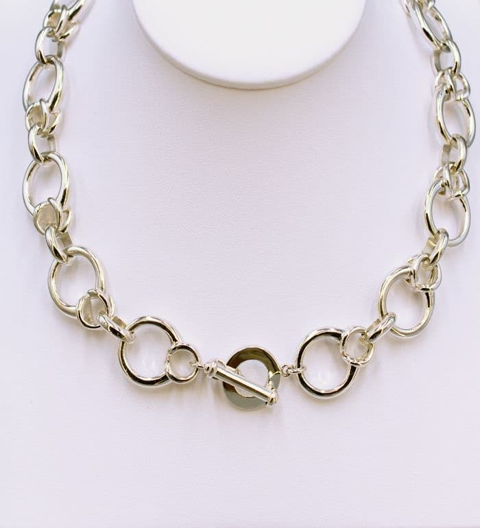 925 Hand Crafted Sterling Silver Hand Links Of London Inspired Necklace - T Bar Fastening