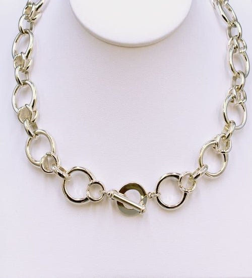 925 Hand Crafted Sterling Silver Hand Links Of London Inspired Necklace - T Bar Fastening