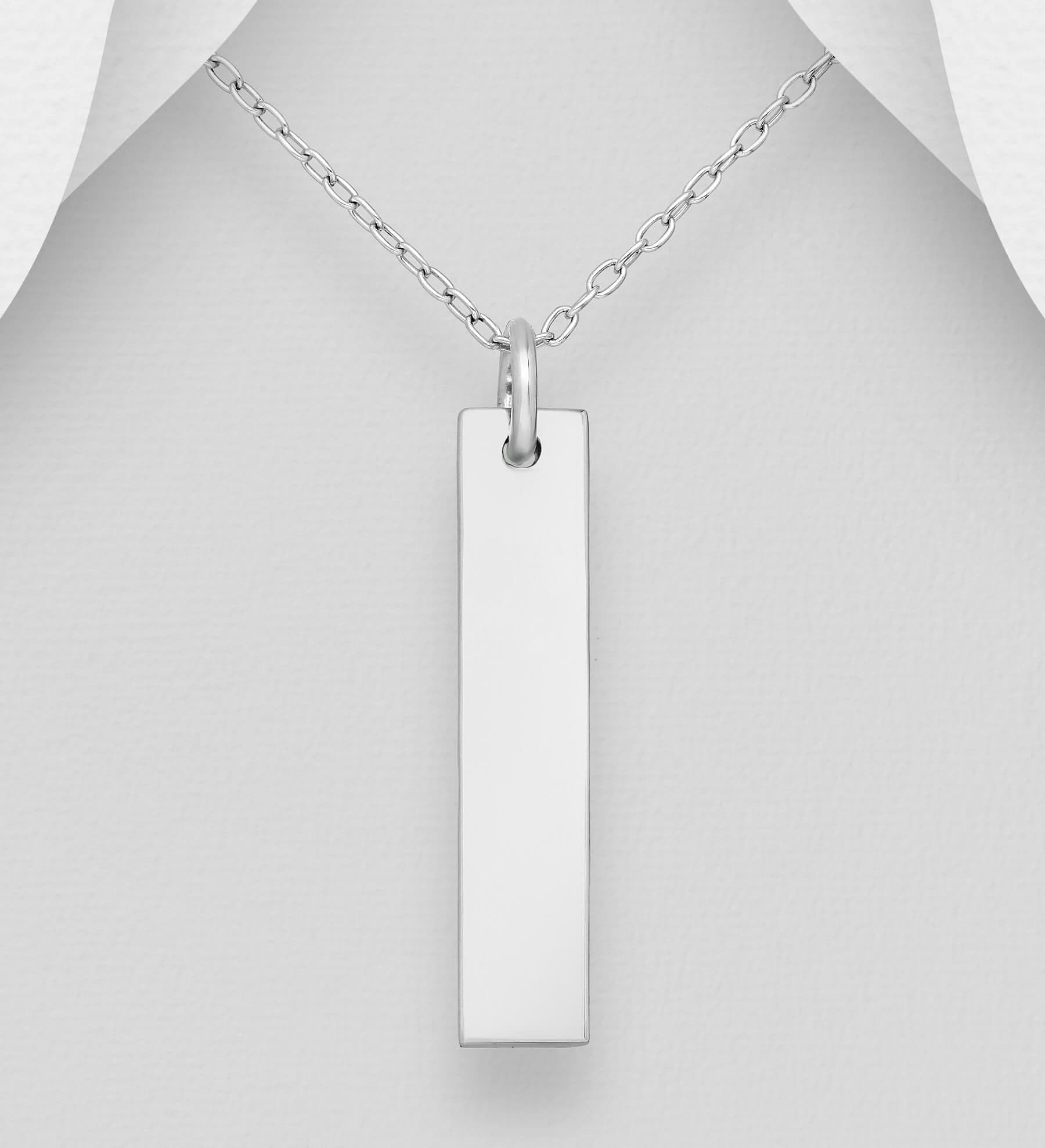 925 Plain Engravable Sterling Silver Pendant & Chain