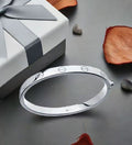 925 Solid Sterling Silver Designer Inspired Oval Bangle That Opens:  Available in 2 Sizes