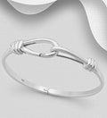 925 Solid Sterling Silver Hand Crafted Bangle. Unique Side Opening Clasp - 100% Safe