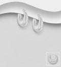 925 Sterling Silver 10mm Wide Filigree Hinged-Back Hoop Earrings