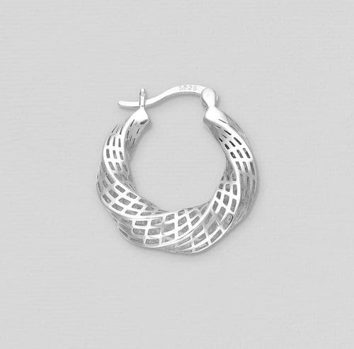 925 Sterling Silver 10mm Wide Filigree Hinged-Back Hoop Earrings