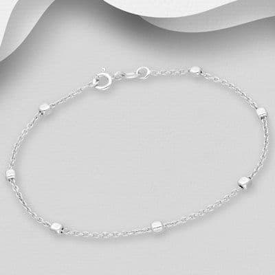 925 Sterling Silver 2.5mm Ball Bracelet, Made in Italy.